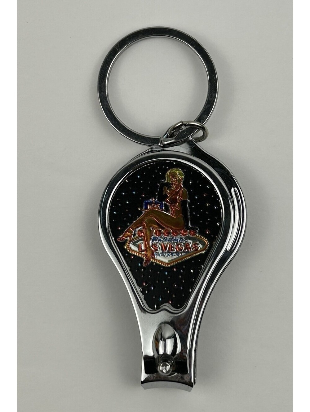 Las Vegas Pinup Girl Souvenir 3-in-1 Keychain Nail Clipper Bottle Opener    H-6